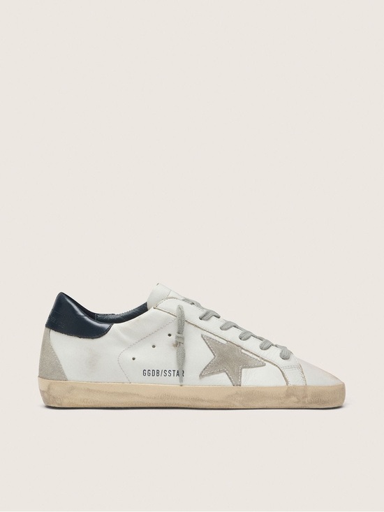 Golden Goose Shoes - GOLDEN GOOSE Super-Star with Gray Suede Star & Navy Blue Heel Tab - Size 37